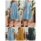 thumbnail image 4 of Vestido, Vestido suelto de mujer Cuello cuadrado Media manga Vestido de vacaciones de una línea Abanopi Grande, 4 of 6