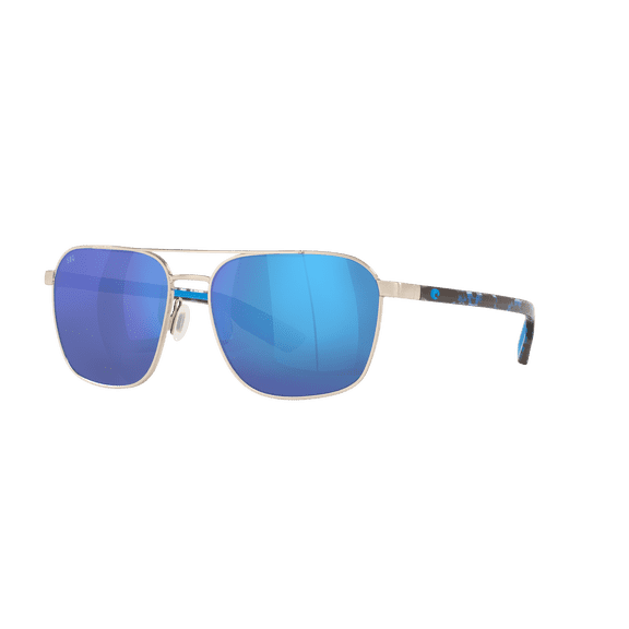 Costa Del Mar Wader Sunglasses, Brushed Silver with Blue Mirror Polarized Glass (580G) Lenses