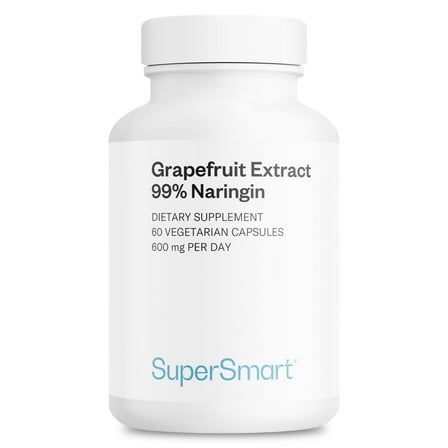 SuperSmart Grapefruit Extract 600mg per Day (99 % Naringin) - High Potency GSE Supplement | Non-GMO & Gluten Free - 60 Vegetarian Capsules