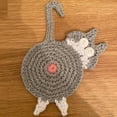 thumbnail image 3 of Cat Butt Coasters, Cute Animals Shape Mat Handmade Crochet Cup Coaster, Kitchen Home Office Bar Table Funny Decor, Perfect Decoration for Cat Lovers, 3 of 6