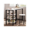 thumbnail image 1 of Ourlova Bar Table With 2 Stools Counter Height Table With 3 Storage Shelves 3 Piece Dining Table Set For Small Space Apartment Kitchen WhiteandBlack, 1 of 5