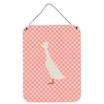 Caroline's Treasures BB7859DS1216 Bali Duck Pink Check Wall or Door Hanging Prints, 12x16, multicolor