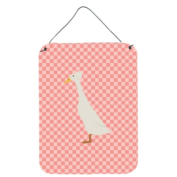 Caroline's Treasures BB7859DS1216 Bali Duck Pink Check Wall or Door Hanging Prints, 12x16, multicolor