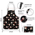 thumbnail image 3 of Pioneer Flower Floral Print Pattern Cotton Linen Apron with Pockets, Waterproof Adjustable, 33x27 Inch for Kitchen, Gardening, BBQ, Salon, 3 of 6