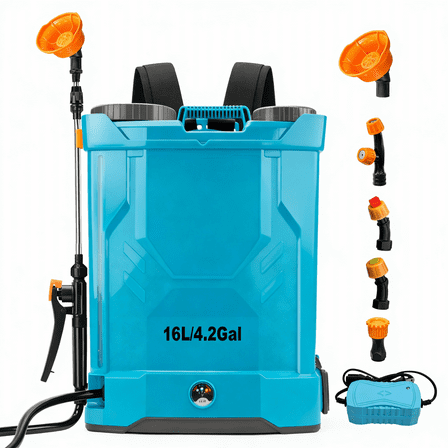 SYLMAX Battery Powered Backpack Sprayer 4 Gallon, 120PSI Adjustable Pressure, Lawn Sprayer with 5 Spray Nozzles，Lightweight Electric Sprayer for Garden, Weed, Yard