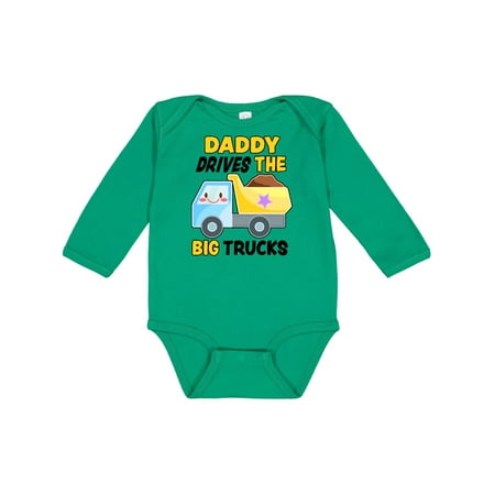 

Inktastic Daddy Drives The Big Trucks with Dump Truck Gift Baby Boy or Baby Girl Long Sleeve Bodysuit