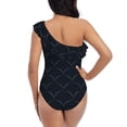 thumbnail image 5 of Pofeuu Black Fish scales Print Women's One Piece Swimsuits One Shoulder Swimwear Asymmetric Ruffle Monokinis Bathing Suits-Small, 5 of 6