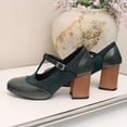 thumbnail image 3 of SACFOF Women's T-Strap Mary Jane Pumps Round Closed Toe Comfortable Low Chunky Block Heel Wedding Dress Evening Party Shoes, 3 of 6