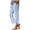 Z01 Light Blue, variant on Women's Cotton Linen Pants Split Hem Elastic Waist Printed Straight Leg with Pocket