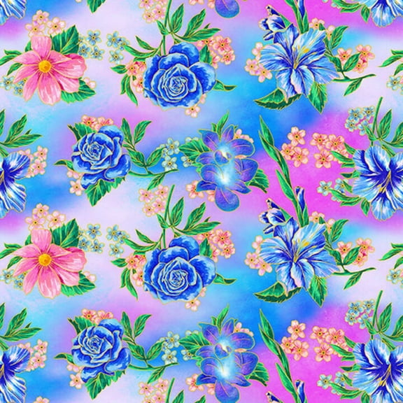 Blank Quilting Sunrise Garden Floral Pink Fabric By The Yard