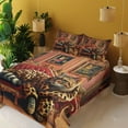 thumbnail image 2 of Ambesonne Cat Fitted & Top Sheet Set with Shams, Royal Kitty in Leopard Coat, Marigold Salmon, 2 of 5