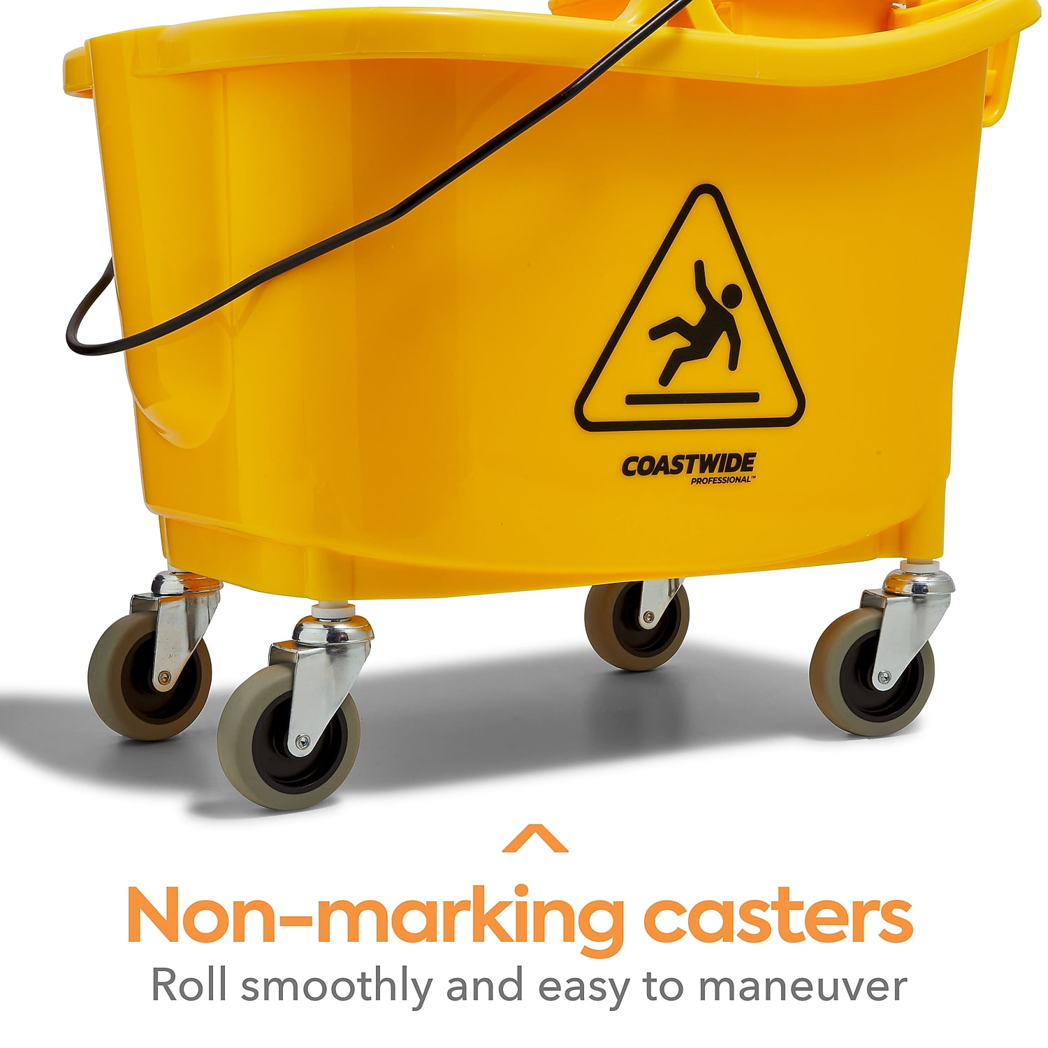 Staples Coastwide Professional Bucket & Side-Press Wringer 35 Qt. Yellow/Black (CW21871)