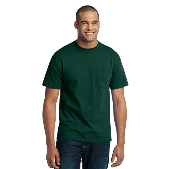 Port & Co Adult Male Men Plain Short Sleeves T-Shirt Dark Green Small