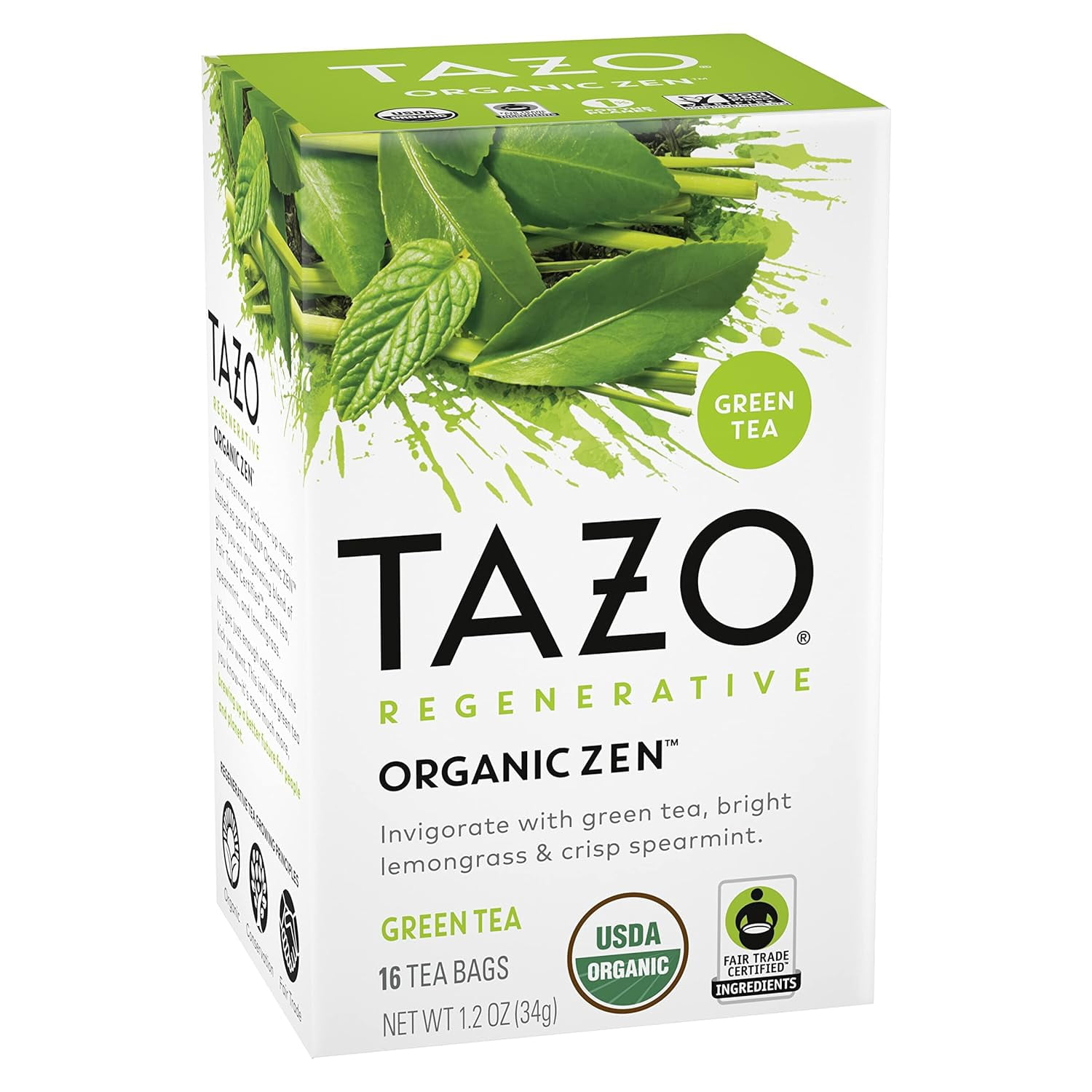 TAZO Regenerative Organic Zen Green Tea, 16 Cont (Pack of 6)