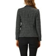 thumbnail image 3 of DARING DIVA Women's Plaid Blazer Notch Lapel Tweed Jacket XS Black, 3 of 6