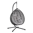 thumbnail image 4 of Egg Chair with Stand, Indoor/Outdoor Hanging Egg Chair with Removable & Washable Cushions, Hammock Rattan Swing Chair with 330 LBS Capacity for Bedroom, Balcony, Poolside, Garden, Backyard, 4 of 7