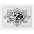 thumbnail image 1 of Ying Yang Bath Mat, Boho Ying Yang Symbol in a Flower Zen Hippie Design Floral Mandala Pattern, Non-Slip Plush Mat Bathroom Kitchen Laundry Room Decor, 29.5 X 17.5 Inches, Black and White, Ambesonne, 1 of 2