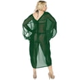 thumbnail image 2 of HAPPY BAY Women's Chiffon Beach Solid Sheer Button Down Kimono Swimwear Cover ups Casual Summer Kimonos for Women Beachwear Duster Cardigan 3X-4X Shamrock Forest, Solid, 2 of 5