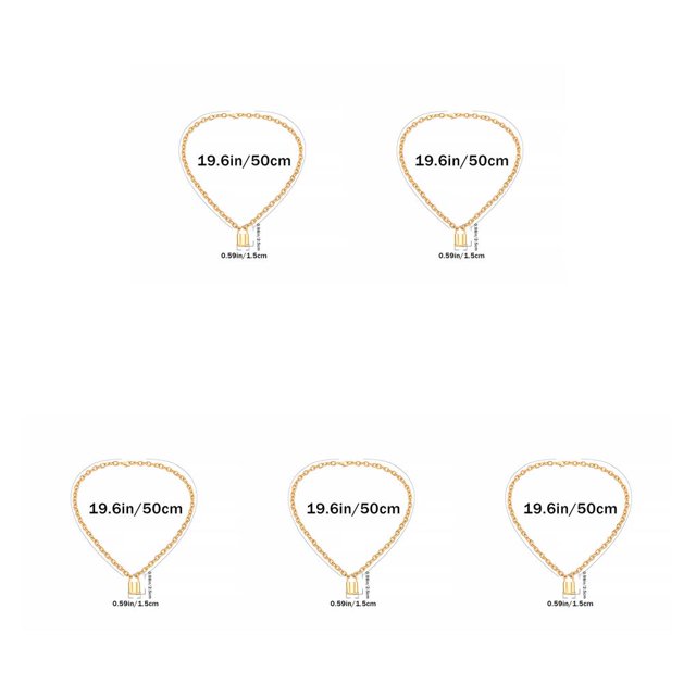Destyer Fashionable And Simple Lock Pendant Chain Necklace Wide Applications And Unique Style Gifts Glod 5Set