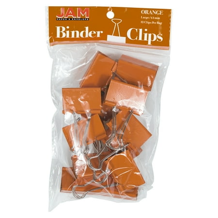 UPC: 0602815015127 | JAM Paper & Envelope Colorful Binder Clips  Large  1 1/2 inch  Orange  12/Pack