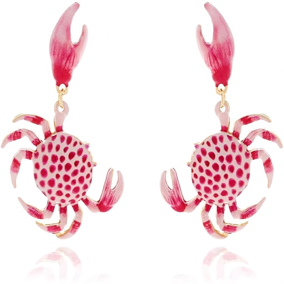 DESIGNICE Cute Crab Earrings for Women Colorful Boho Spotted Crab Earrings Unique Animal Design Dangle Earring Summer Beach Fashion Jewelry