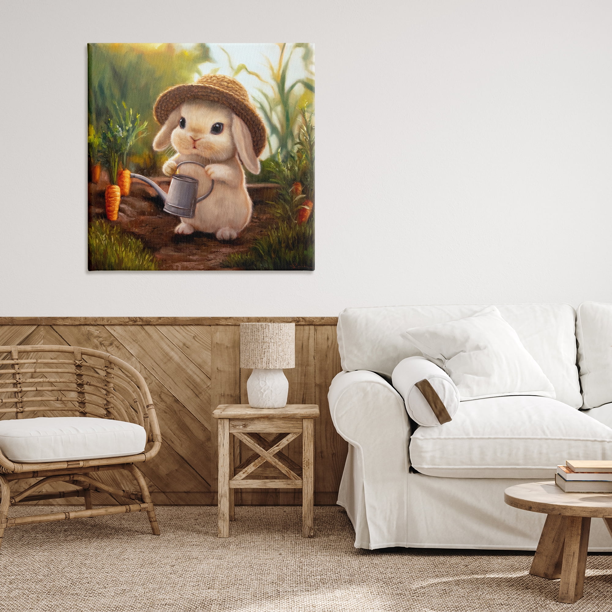 Stupell Industries Bunny with Carrot Garden Canvas Wall Art, design by Lucia Heffernan