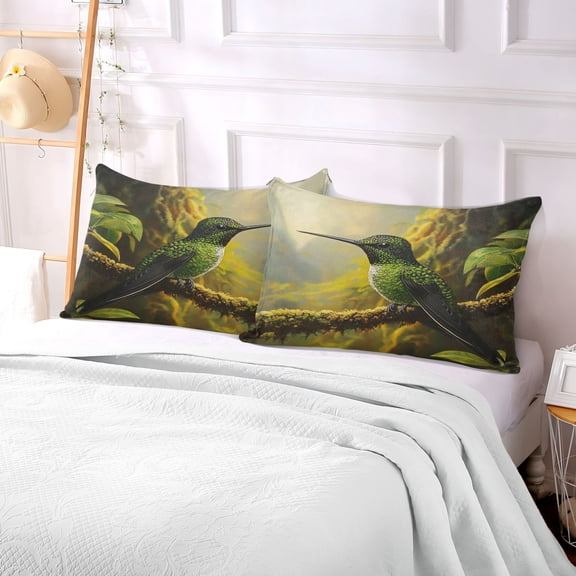 Pillow Case Plush Pillow Green Bird Case standard size/King size/Queen size Bed Pillow Pillowcases