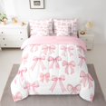 thumbnail image 2 of Homewish Kawaii Bowtie Ribbon 7-Piece Twin Bedding Sets,Polka Dots Bowknot Bedding Comforter Set,Pink White Sheet Sets For Girl Kids,Luxury Bedroom Decor Reversible, 2 of 8