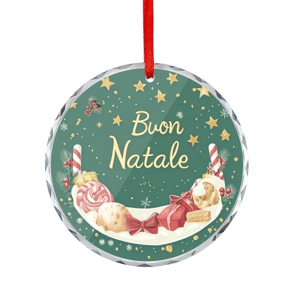 Buon Natale Italian Christmas Crystal Glass Christmas Ornament Ornaments for Teacher Coworker Boss Friend Mentors Winter Holiday Decor Crystal Glass Christmas Decor with Holiday Design