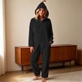 thumbnail image 7 of Xinsrenus Women's Cute Fleece Hooded Jumpsuit Loose Long Sleeve Warm Loungewear Fall Winter Casual Sleepwear, 7 of 7