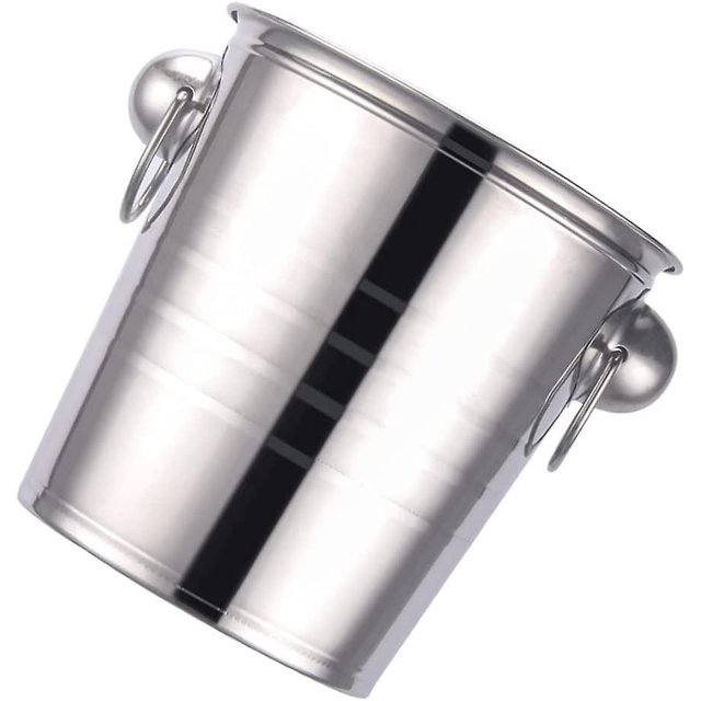 Cubo y agrave de acero inoxidable para vino de champán, cubo de hielo congelado, cuidador de hielo Plus con mango para bar, suministros para fiestas, cerveza, whisky, plata, 9l Feliz Sencillez