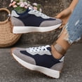 thumbnail image 4 of Rokment Womens Platform Walking Running Shoes Comfortable Vintage Suede Color Block Lace up Orthopedic Skate Tennis Fashion Sneakers Navy Size 8, 4 of 6