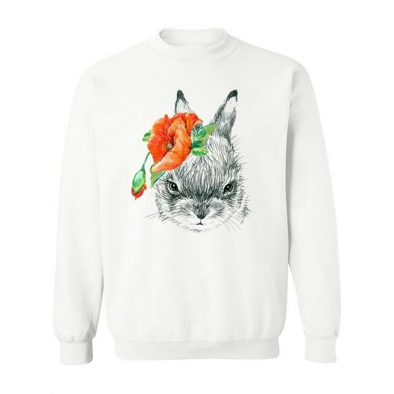Cute Bunny Pencil Sketch Sweatshirt Women -Image by Shutterstock, Female Small
