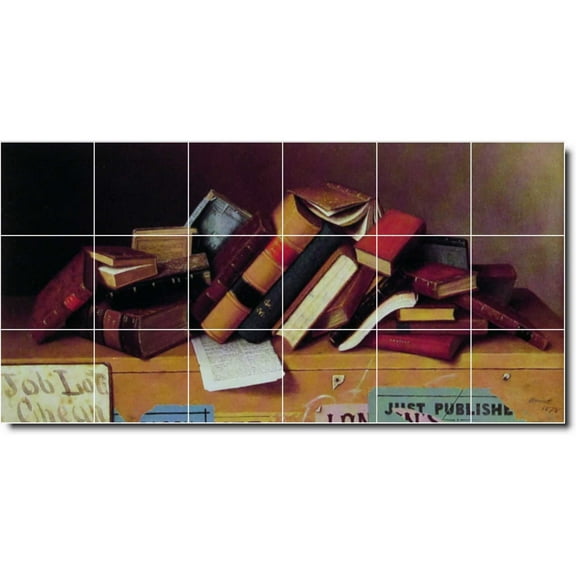 Ceramic Tile Mural-William Harnett Still Life Painting 42. 25.5" w x 12.75" h using (18) 4.25 x 4.25 ceramic tiles