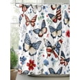thumbnail image 2 of Patriotic Butterfly 4th of July Shower Curtain, Boho Floral Red White Blue Bathroom Decor Curtains Set with Hooks, Waterproof Fabric Home Accessories， Stall 54 X 78 Inch, 2 of 6