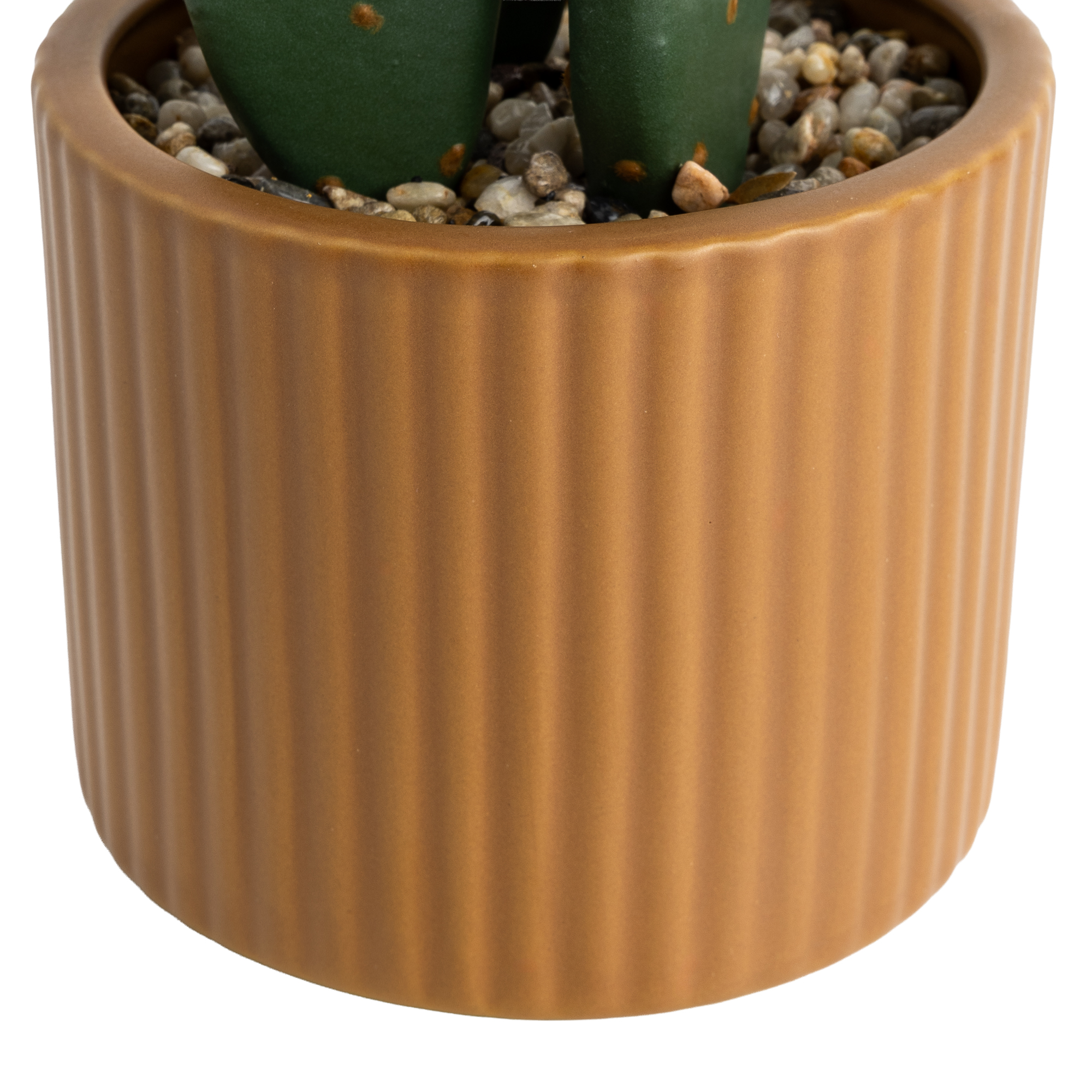 Mainstays 12-Inch Artificial Cactus in Ribbed Brown Ceramic Pot