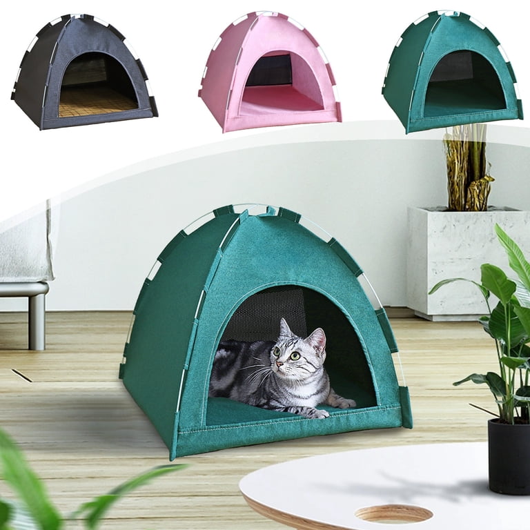dasuy Kitty Campout Tent, Portable Cat Tent, Foldable Waterproof Cooling Cats Cave Bed, Lightweight Cat House for Outdoor and Indoor, Pet Camping Tent House