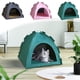 thumbnail image 1 of Carpa para mascotas para todas las estaciones - Casa plegable transpirable para gatos y perros, con alfombra refrescante reversible, 36x36x28cm, verde/rosa/gris, 1 of 6