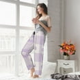 thumbnail image 6 of Picia Floral Purple Buffalo Plaid Womens Soft Woven Cotton Elastic Waistband Sleep Pajama Pant Lounge Sleep Pant With Pockets And Drawstring-, 6 of 9