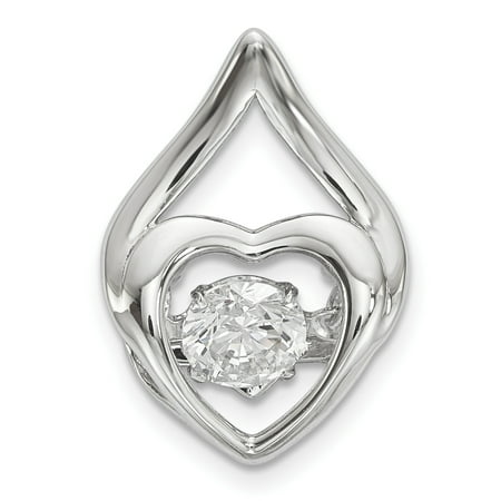 - 925 Sterling Silver Platinum Plated Vibrant Swaro Zirco Heart Necklace Chain Slide Pendant Charm Cz Gifts For Women For Her