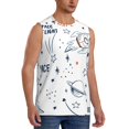 thumbnail image 2 of PAYOHTO Men's Sleeveless Shirts Gym Tank Top with Hand Drawn Space Elements Design, 2 of 8