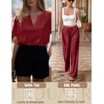 thumbnail image 6 of Ekouaer Satin Pajama Set Womens Silk Short Sleeve V Neck Shirt with Long Pant Soft Loungewear Pjs Set, 6 of 6