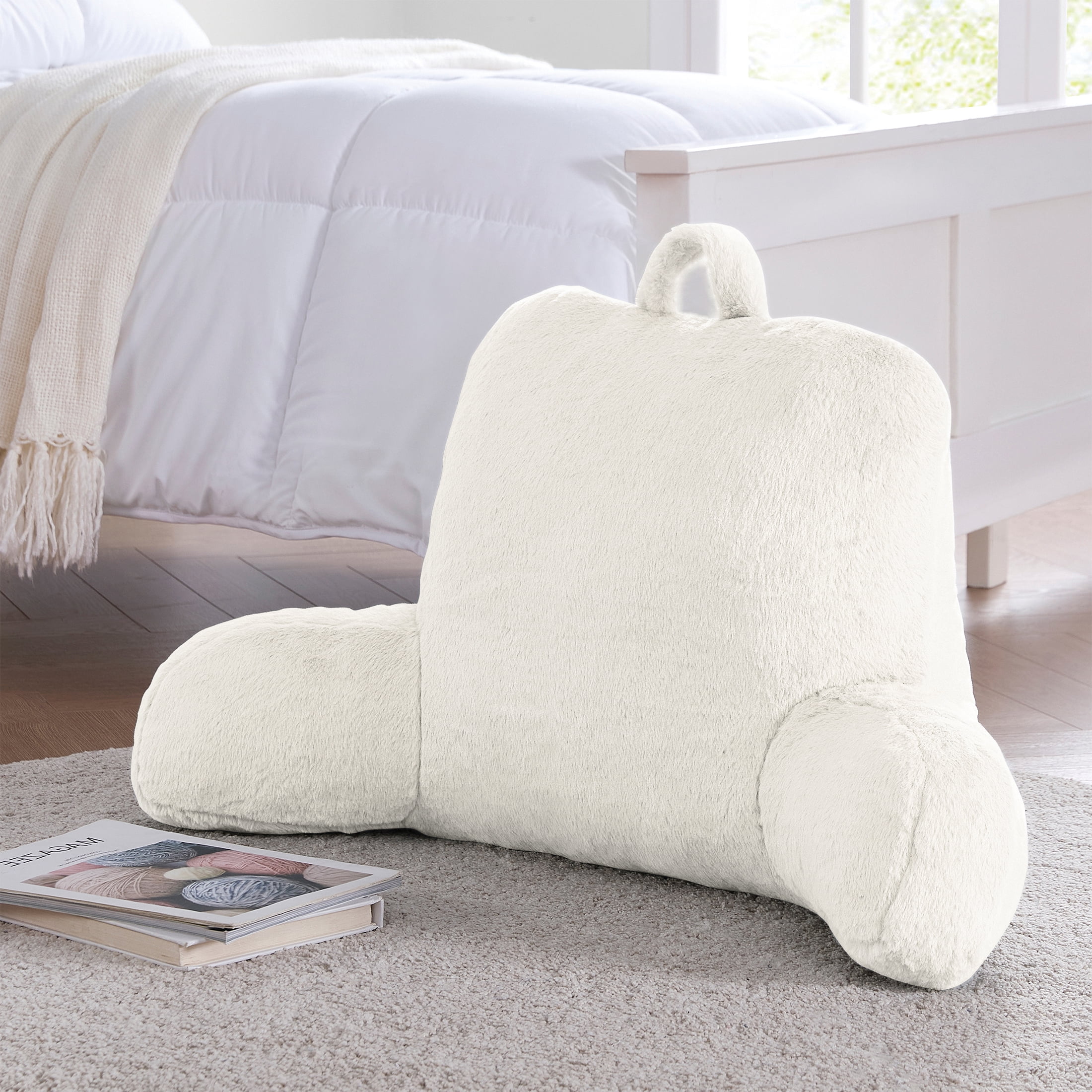Mainstays Faux Fur Bedrest Pillow, Ivory