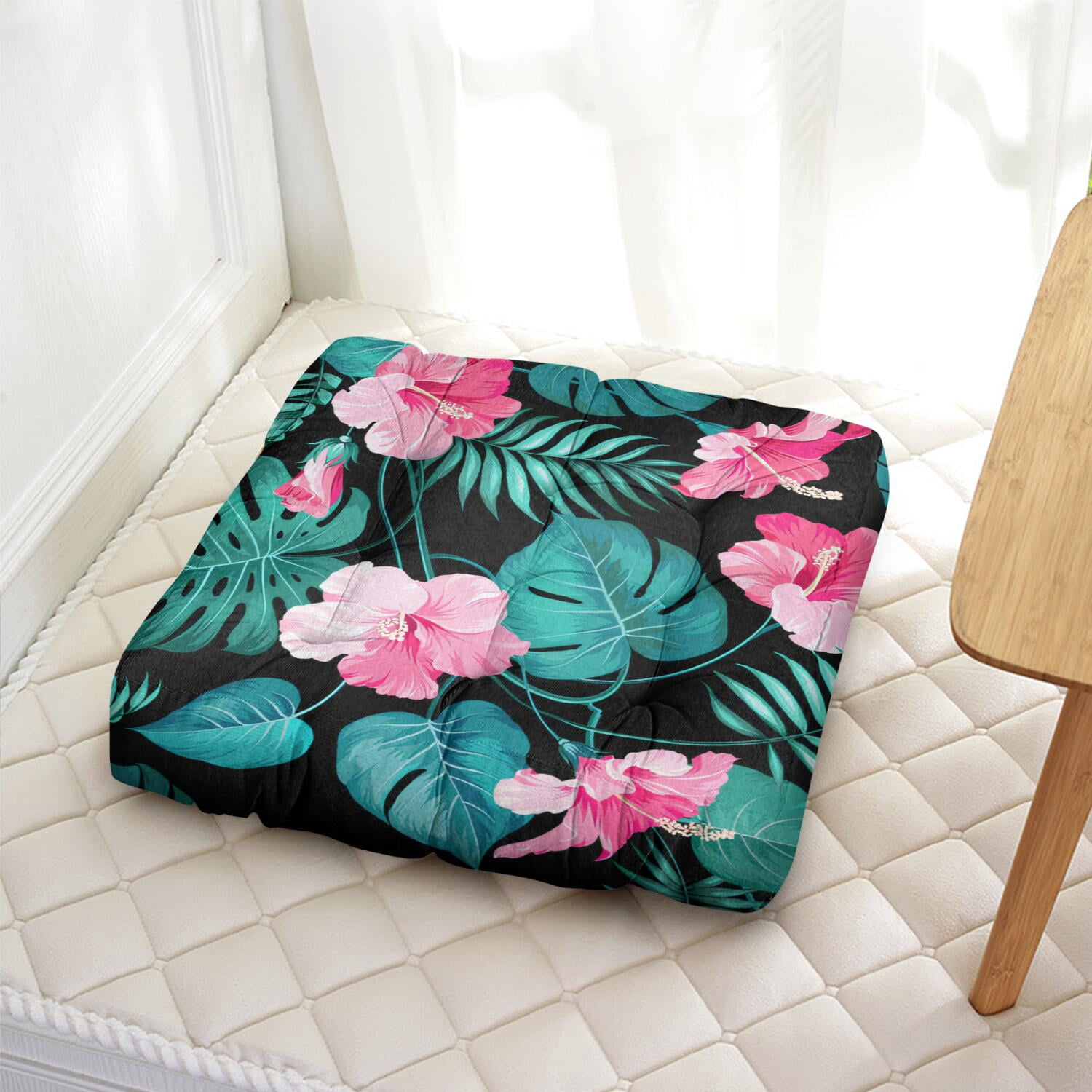 Hibiscus Flower Floor Pillow – 22x22 Inch Large Cushion