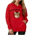 thumbnail image 5 of adviicd Womens Oversized Hoodies Cat Pouch Sweatshirts Long Sleeve Pullover Fashion Clothes with Pet Carrier Pocket (Red, 3XL), 5 of 9