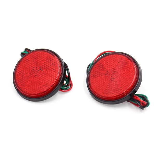 2Pcs LED Rojo Reflector Redonda Luz de Freno Intermitente Faro Trasero para Motocicleta