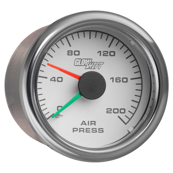 GlowShift Mechanical Series White 200 PSI Dual Air Pressure Gauge