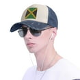 thumbnail image 5 of Jamaica Flag Proud Jamaicans Baseball Cap Distressed Adjustable Vintage Cotton Denim Hat for Women Men, 5 of 7