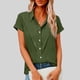 thumbnail image 2 of Camisas de Manga Larga para las Mujeres Suelto Ajuste Solapa Botón de Manga Corta Imitación Túnica de Lino, Camisas de Manga Larga para las Mujeres Bajo Scrubs Blusa Casual, 2 of 7