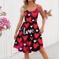 thumbnail image 4 of Valentines Dress for Women Sleeveless Love Heart Print Dresses 2026 Spring A-Line Strapless Cocktail Punk Dress Vermilion L, 4 of 4